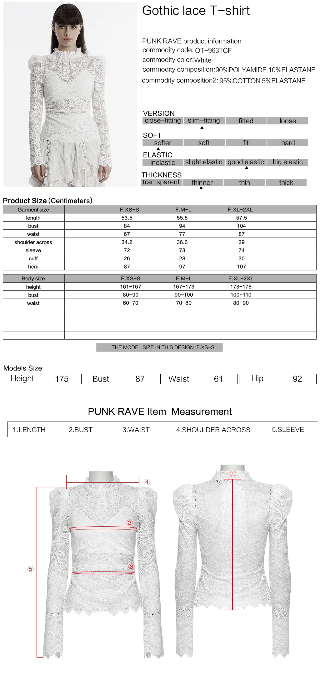 OT-963TCF Gothic Lace T-Shirts Vintage Black Long Sleeve Elegance - Image 11