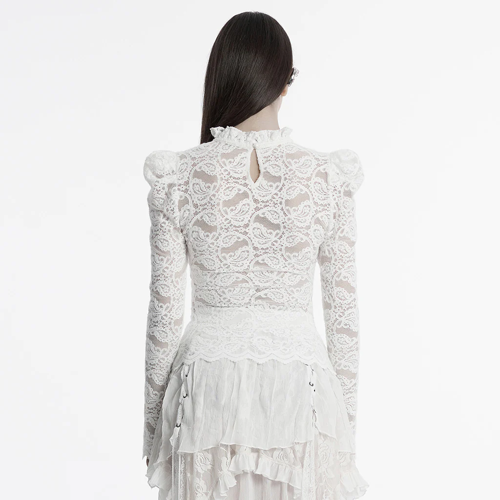 OT-963TCF Gothic Lace T-Shirts Vintage Black Long Sleeve Elegance - Image 14