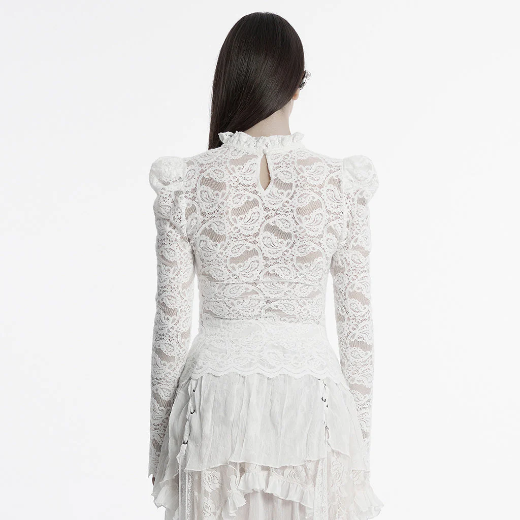 OT-963TCF Gothic Lace T-Shirts Vintage Black Long Sleeve Elegance - Image 31