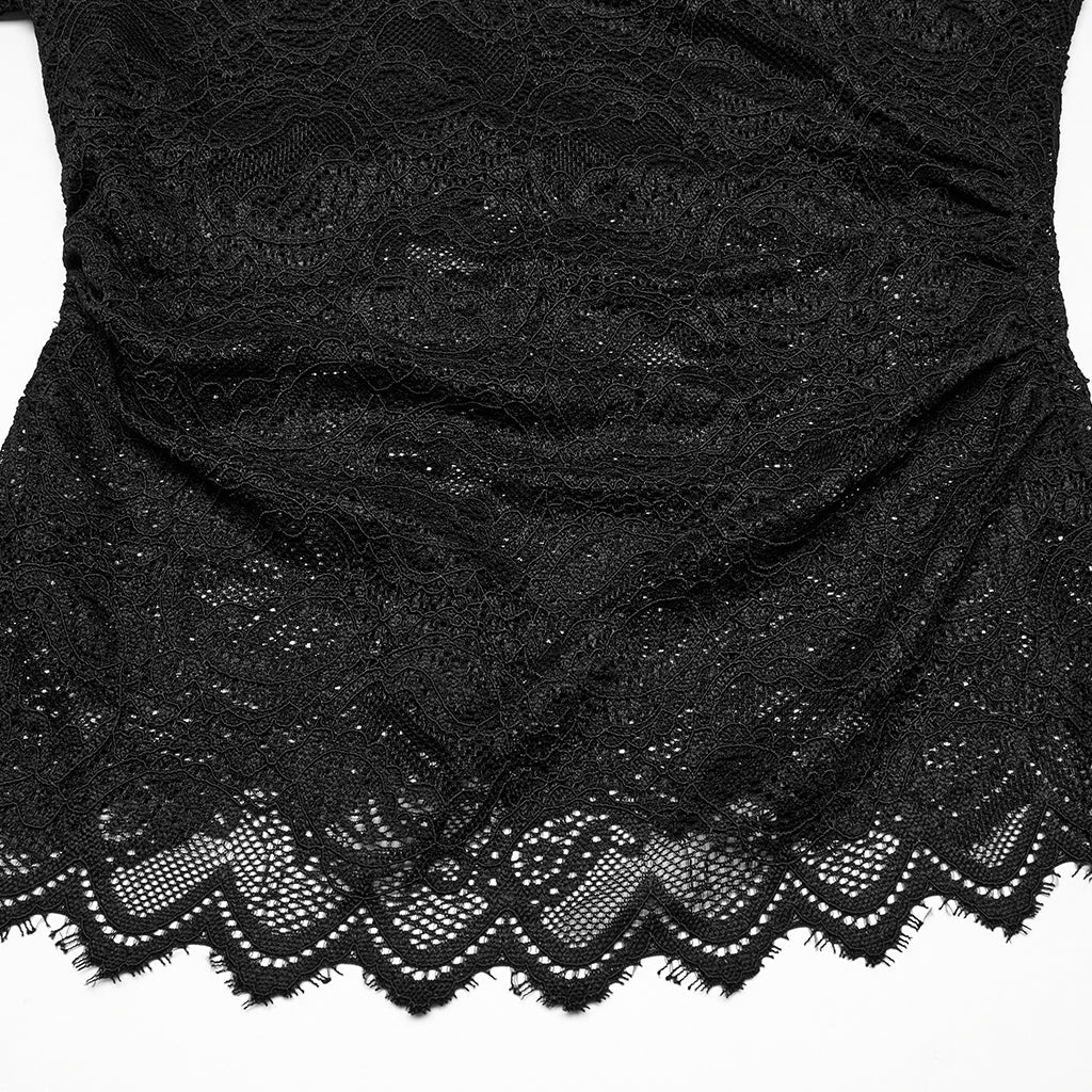OT-963TCF Gothic Lace T-Shirts Vintage Black Long Sleeve Elegance - Image 44