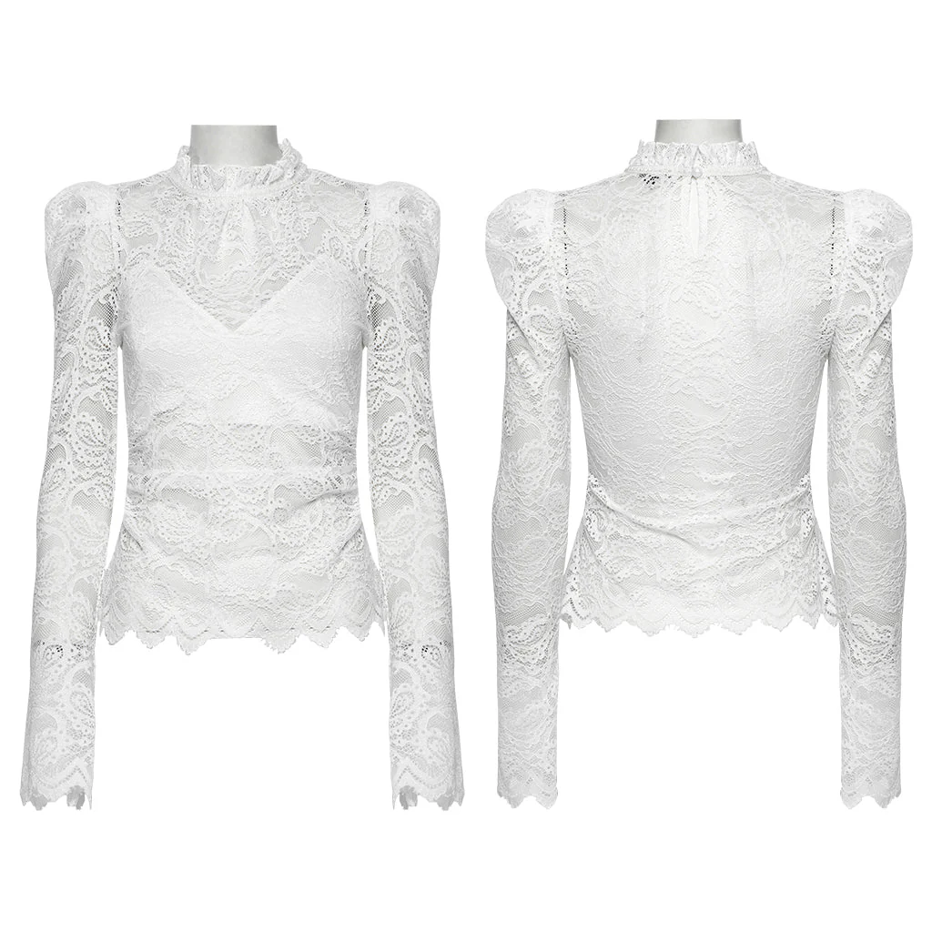 OT-963TCF Gothic Lace T-Shirts Vintage Black Long Sleeve Elegance - Image 49