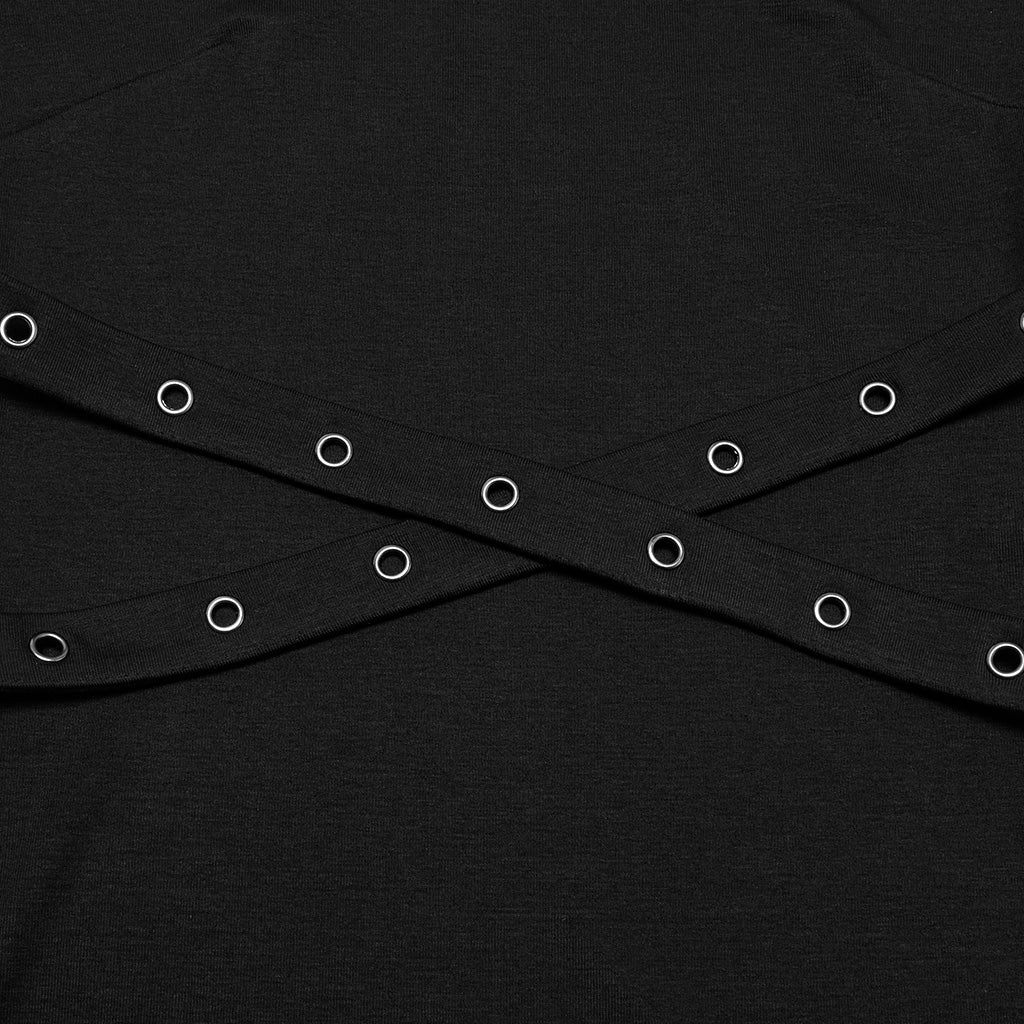 OT-967TDF Edgy Off-Shoulder Gothic T-Shirts with Eyelet Detailing - Image 8