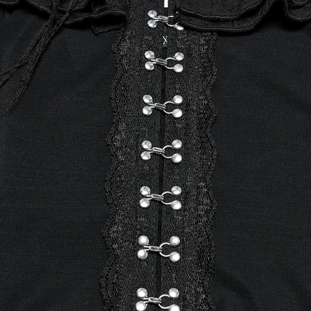 OT-970TCF Gothic Shirt Cold Shoulder Corset Style Lace Detail Top - Image 28