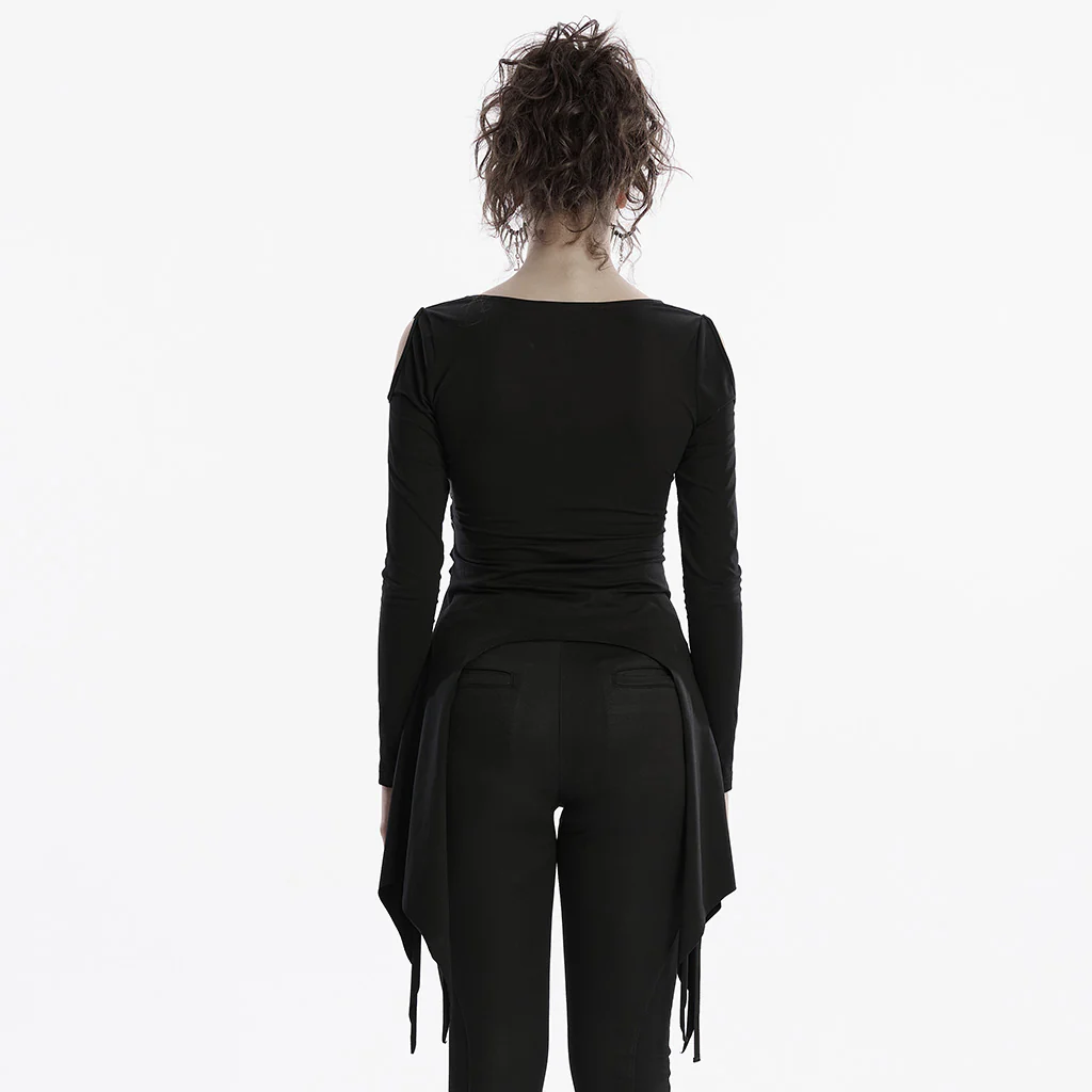 OT-971TCF Edgy Black Strapped Punk T-Shirts Long Sleeve Design - Image 4