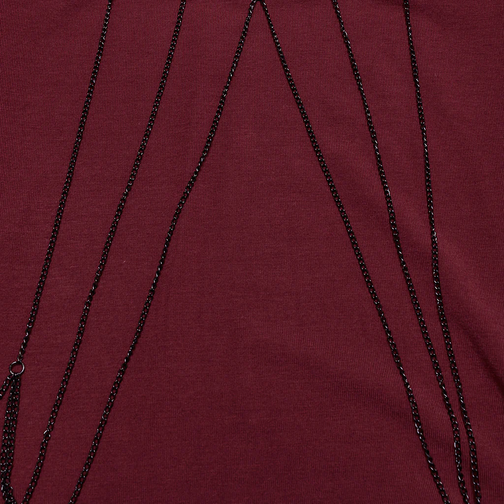 OT-980TCF Edgy Gothic T-Shirt with Chains and Sheer Bat Design - Image 17