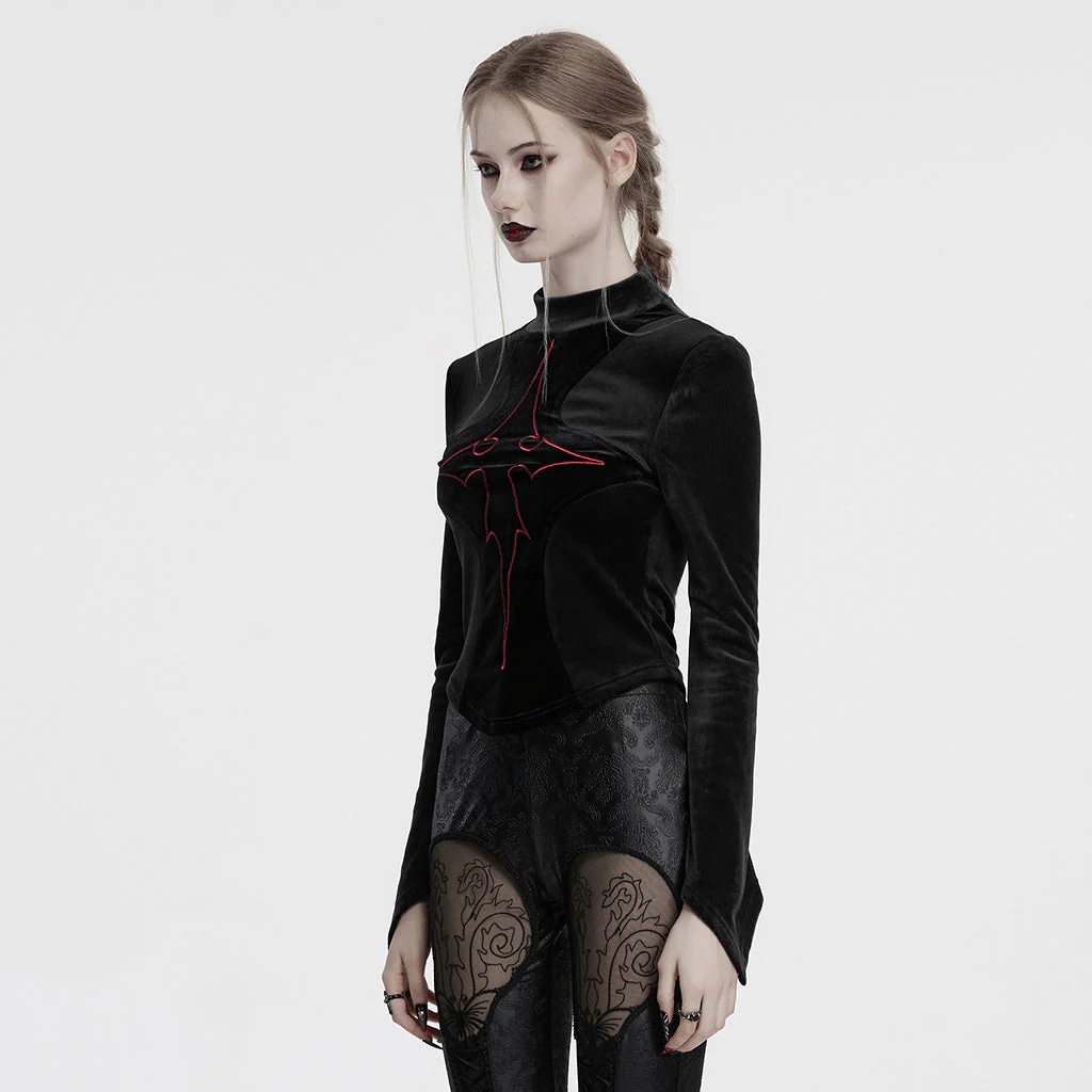 OT-983TCF Gothic T-Shirts Black Velvet Top Red Symbolic Design - Image 22