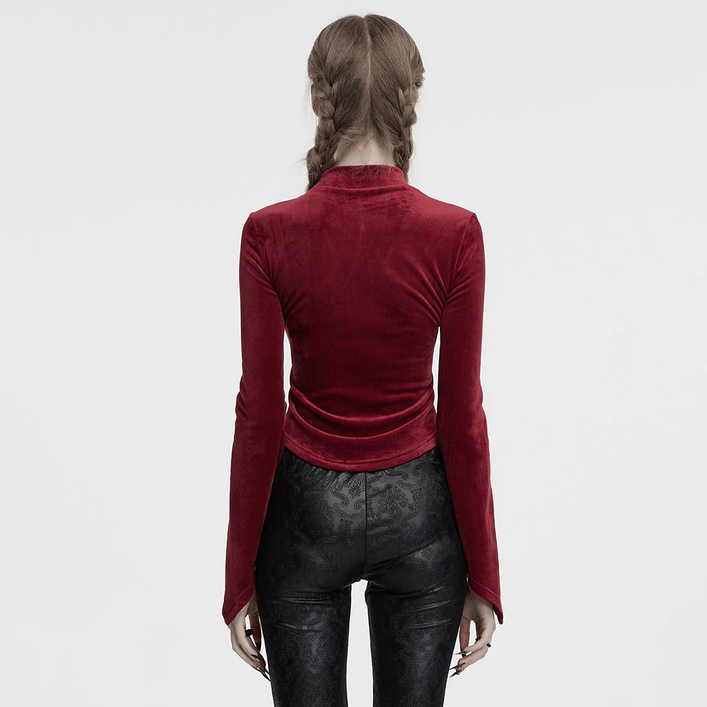 OT-983TCF Gothic T-Shirts Black Velvet Top Red Symbolic Design - Image 50