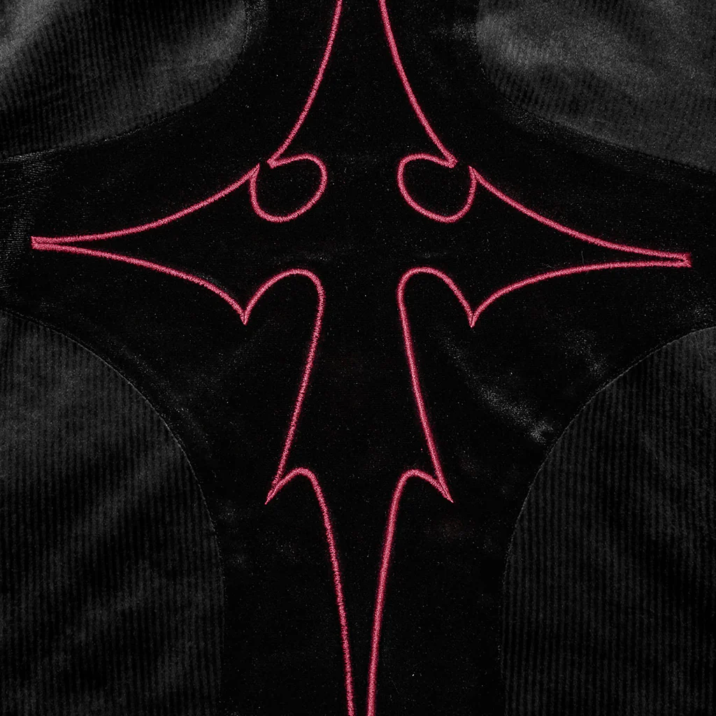 OT-983TCF Gothic T-Shirts Black Velvet Top Red Symbolic Design - Image 8