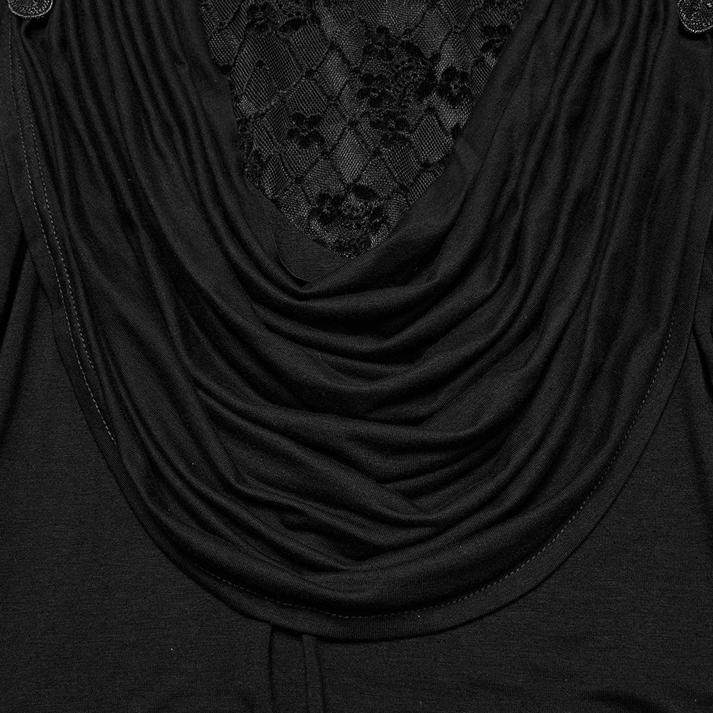 OT-988TCF Gothic Shirts Elegant Black Lace Drape Long Sleeve Top - Image 18