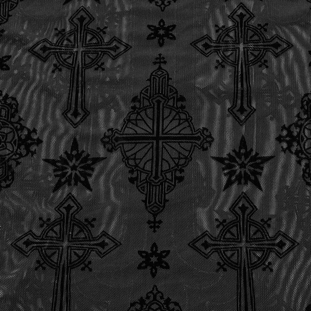 OT-990TCF Gothic T-Shirts Sheer Black Cross Pattern Long Sleeve - Image 30