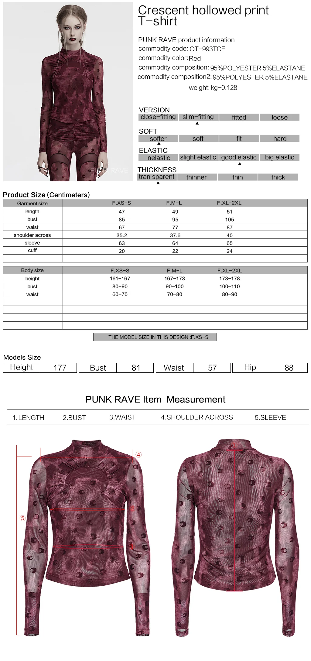 OT-993DQF Velvet Gothic T-Shirt Moon Cutout Design Long Sleeve Black - Image 11