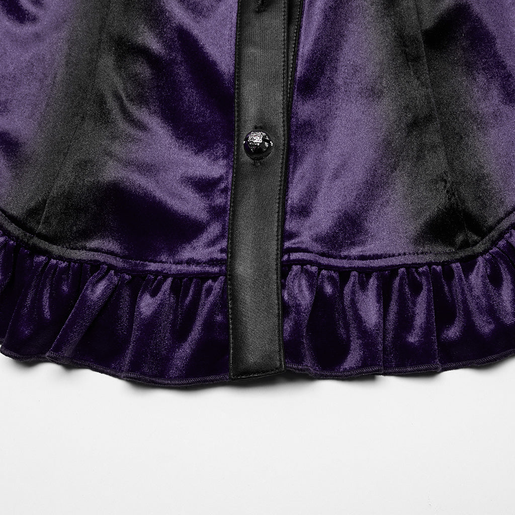 OY-1697DQF Velvet Gothic Shirts Vintage Collar Button Long Sleeve Top - Image 106