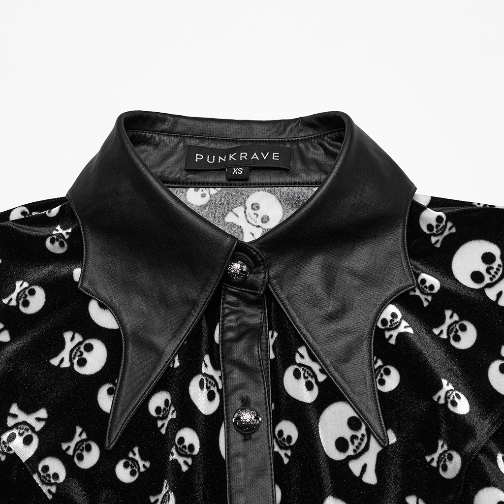 OY-1697DQF Velvet Gothic Shirts Vintage Collar Button Long Sleeve Top - Image 131