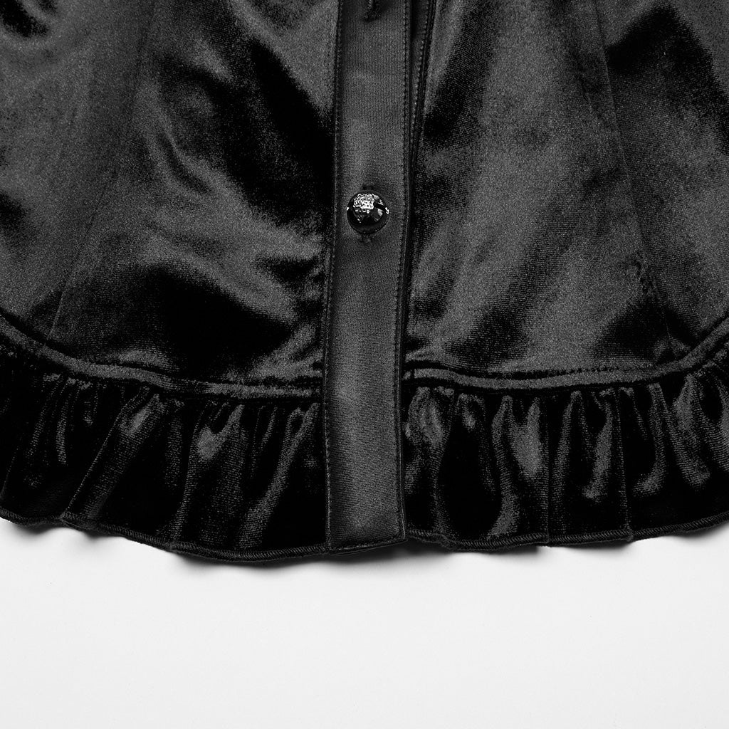 OY-1697DQF Velvet Gothic Shirts Vintage Collar Button Long Sleeve Top - Image 143