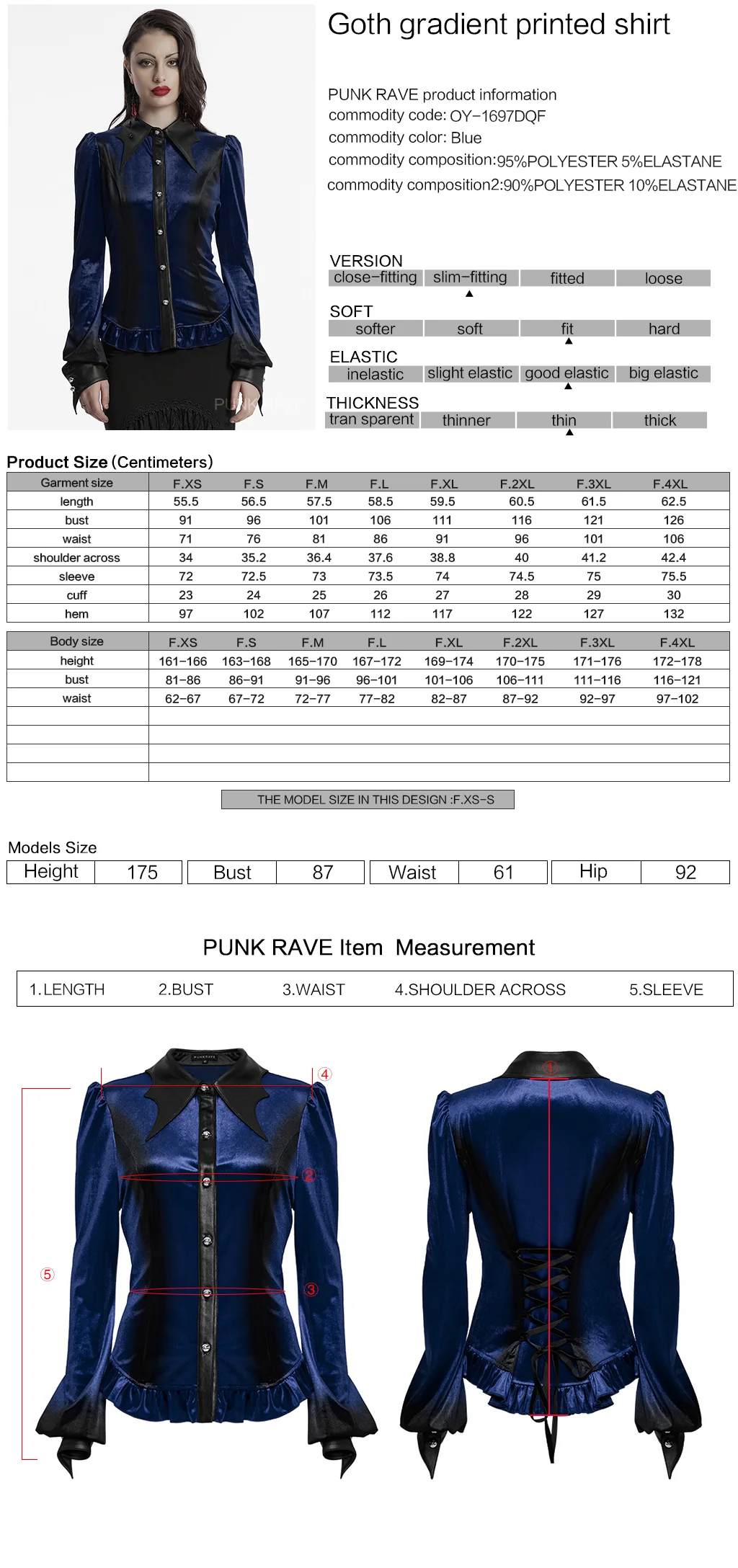 OY-1697DQF Velvet Gothic Shirts Vintage Collar Button Long Sleeve Top - Image 40
