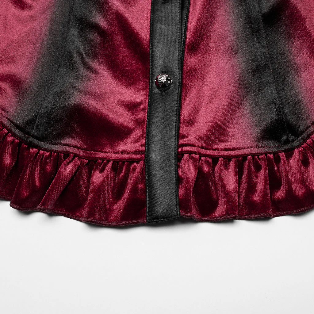 OY-1697DQF Velvet Gothic Shirts Vintage Collar Button Long Sleeve Top - Image 79