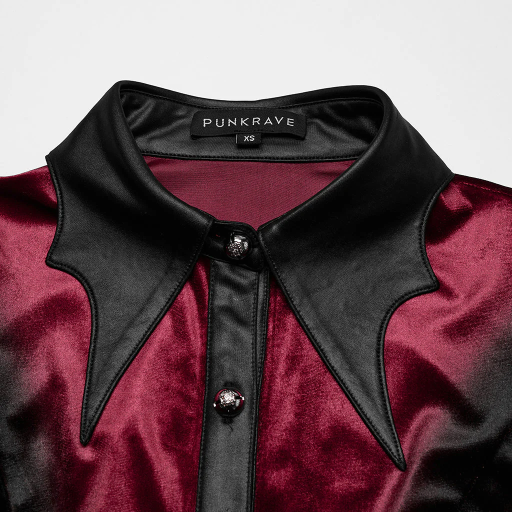 OY-1697DQF Velvet Gothic Shirts Vintage Collar Button Long Sleeve Top - Image 84