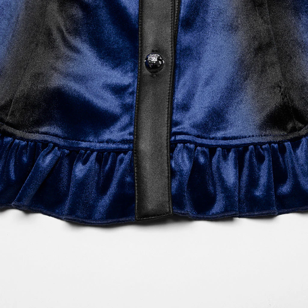 OY-1697DQF Velvet Gothic Shirts Vintage Collar Button Long Sleeve Top - Image 96