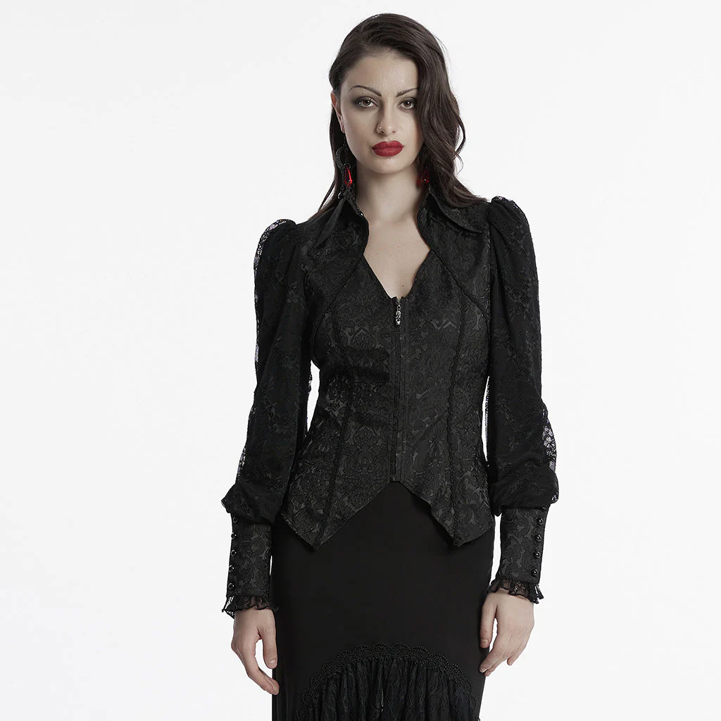 OY-1705CCF Victorian Inspired Gothic Jacket with Intricate Lace Details - Image 11