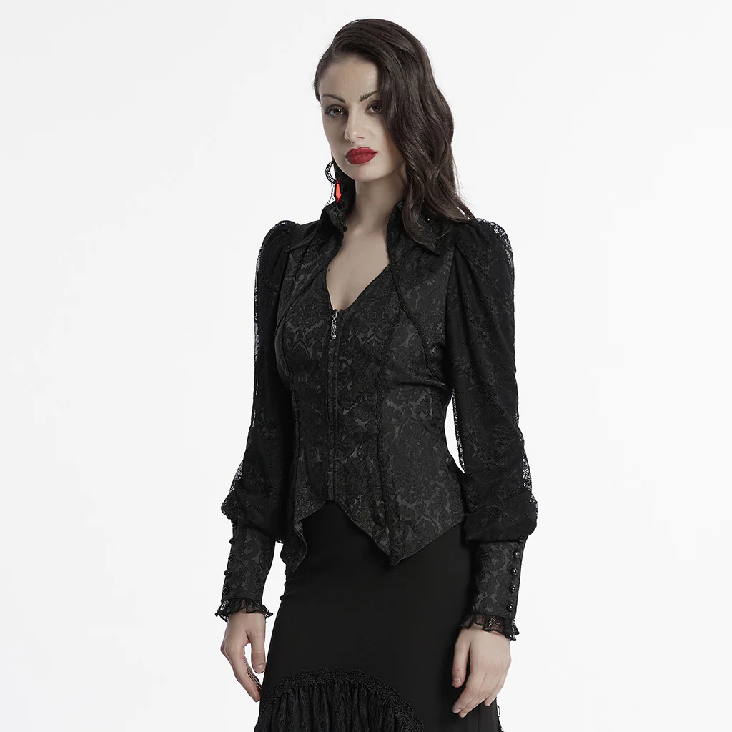 OY-1705CCF Victorian Inspired Gothic Jacket with Intricate Lace Details - Image 3