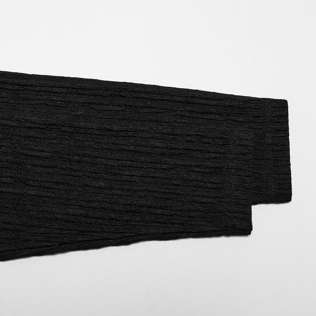 OY-1707ZDF Edgy Draped Black Punk Jackets with Textured Design - Image 16