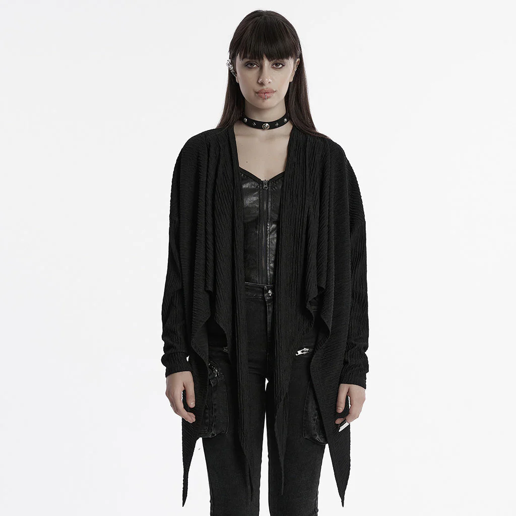 OY-1707ZDF Edgy Draped Black Punk Jackets with Textured Design - Image 18