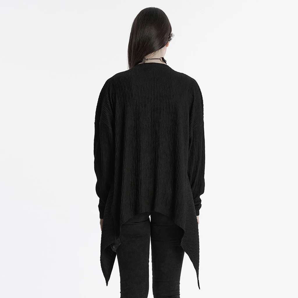 OY-1707ZDF Edgy Draped Black Punk Jackets with Textured Design - Image 4