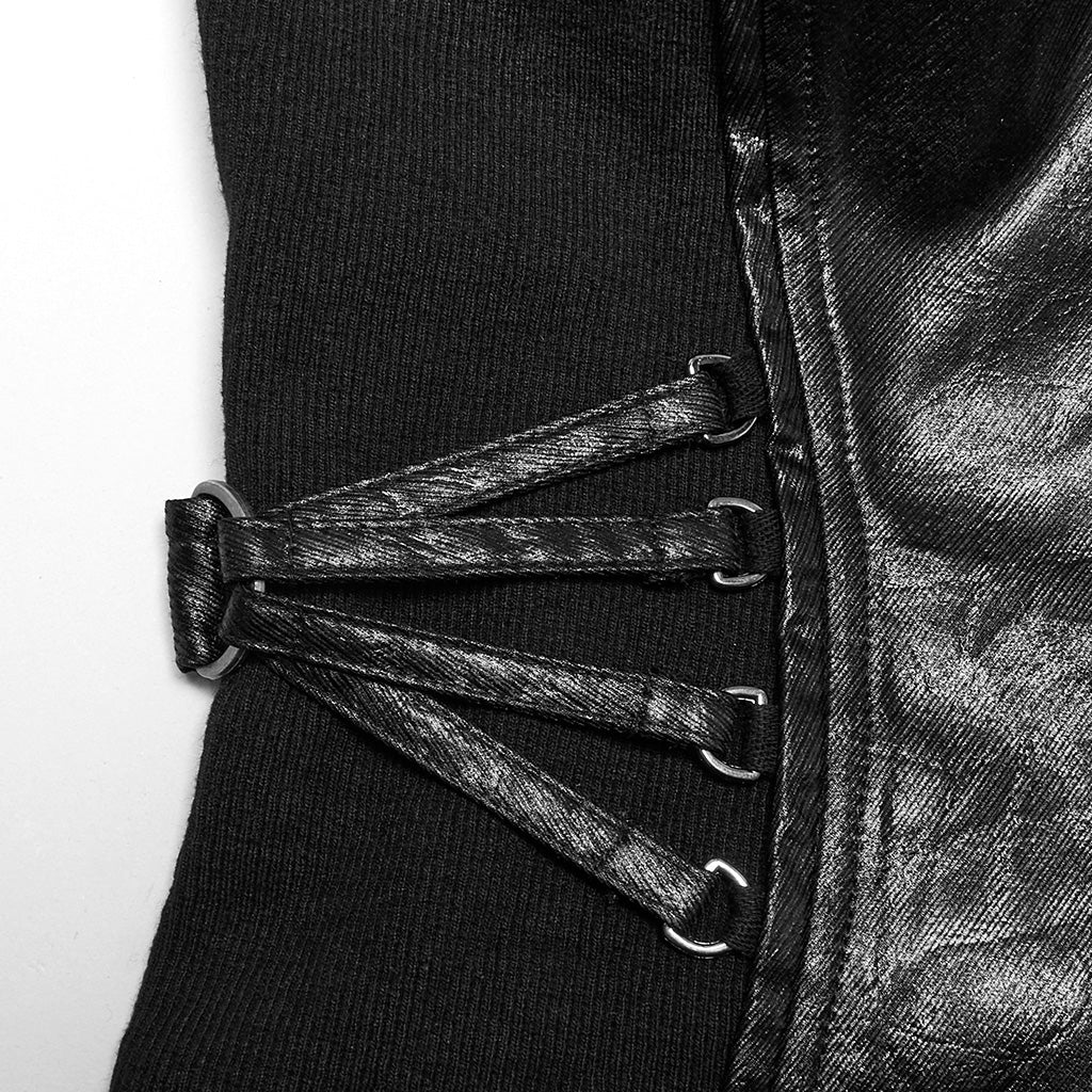 OY-1709MJF Gothic Punk Vest with Buckle Straps Zipper Leather Look - Image 27