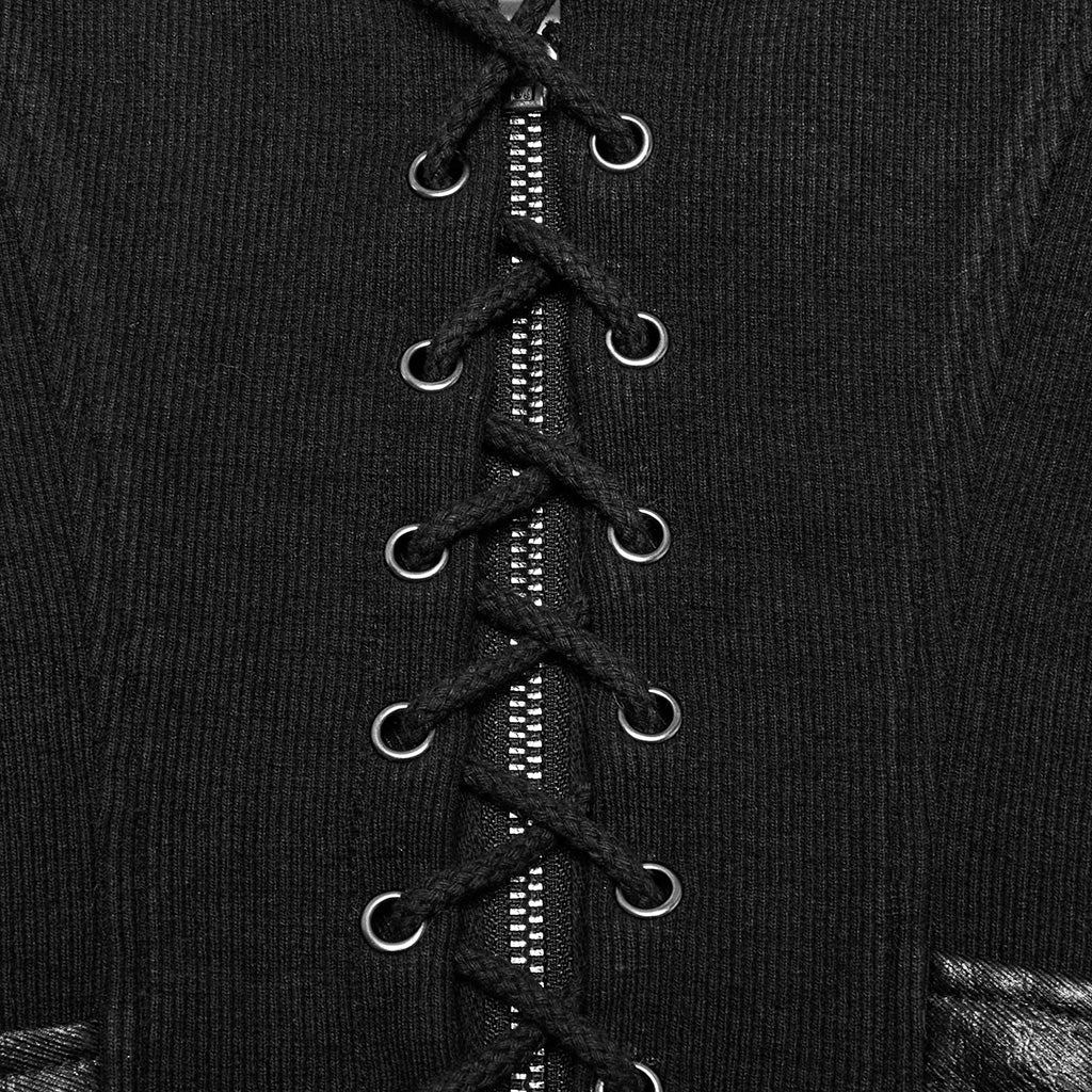 OY-1709MJF Gothic Punk Vest with Buckle Straps Zipper Leather Look - Image 28