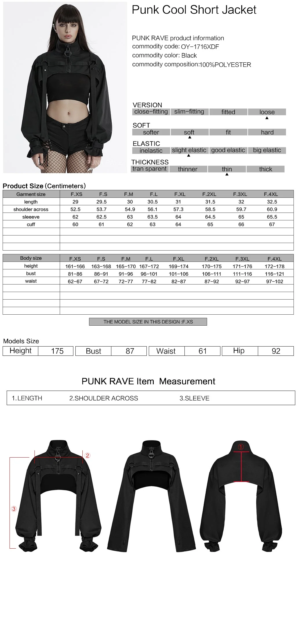 OY-1716XDF Edgy Crop Punk Jackets with High Collar and Buckle Detail - Image 22