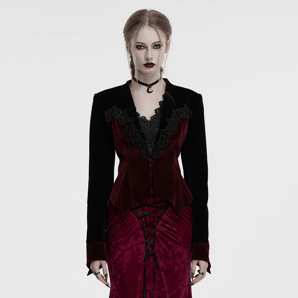 OY-1728DQF Elegant Velvet Lace Trim Gothic Jacket Victorian Style
