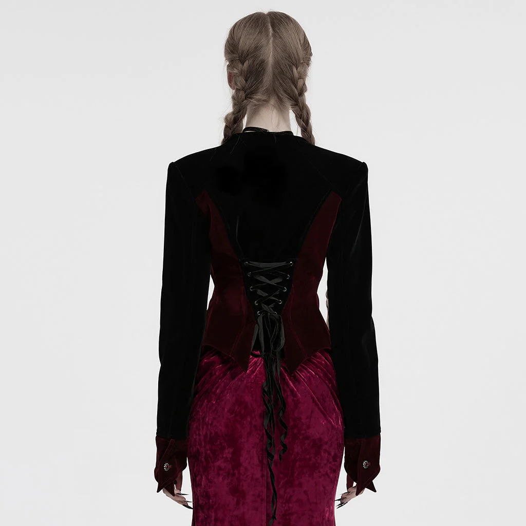 OY-1728DQF Elegant Velvet Lace Trim Gothic Jacket Victorian Style - Image 21