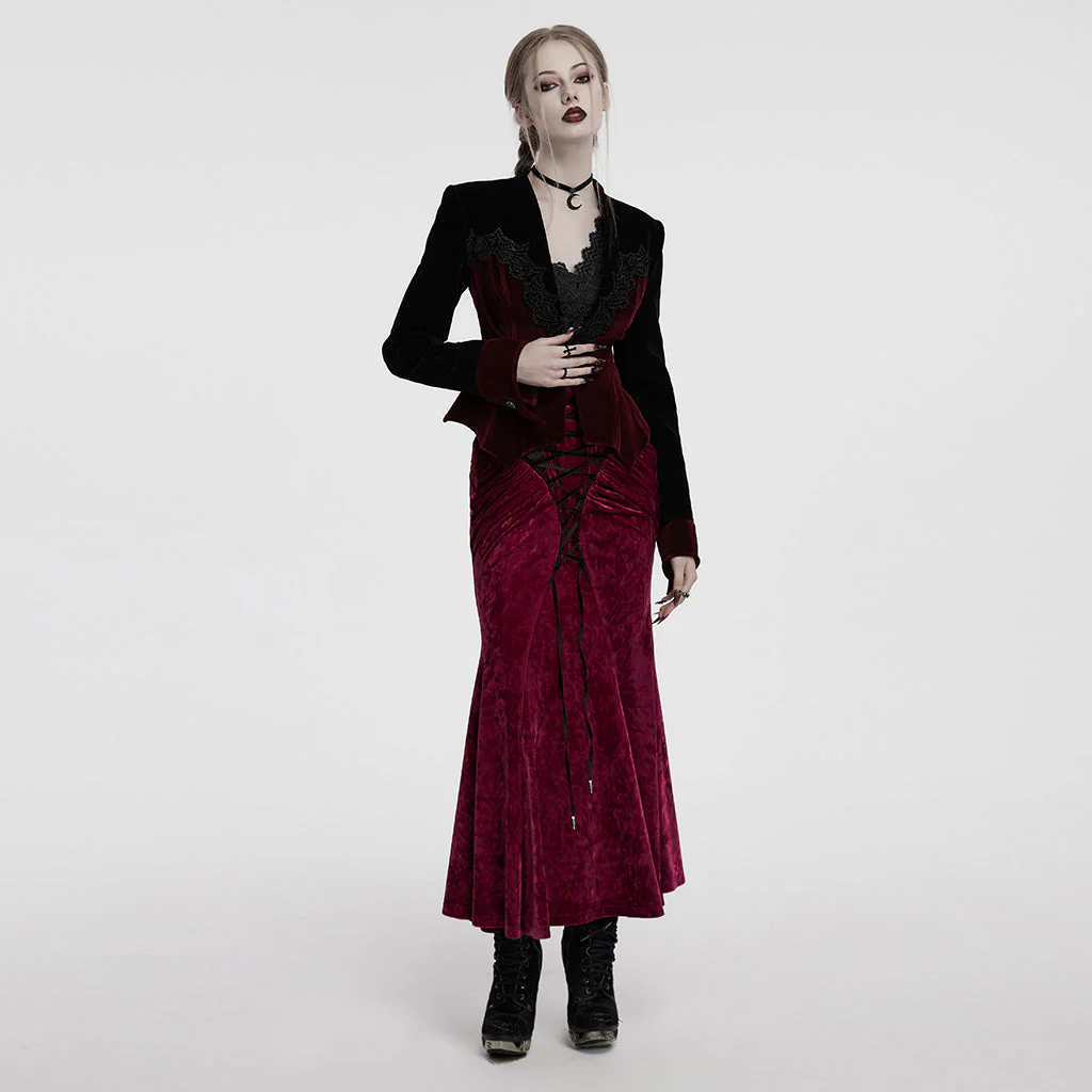 OY-1728DQF Elegant Velvet Lace Trim Gothic Jacket Victorian Style - Image 22