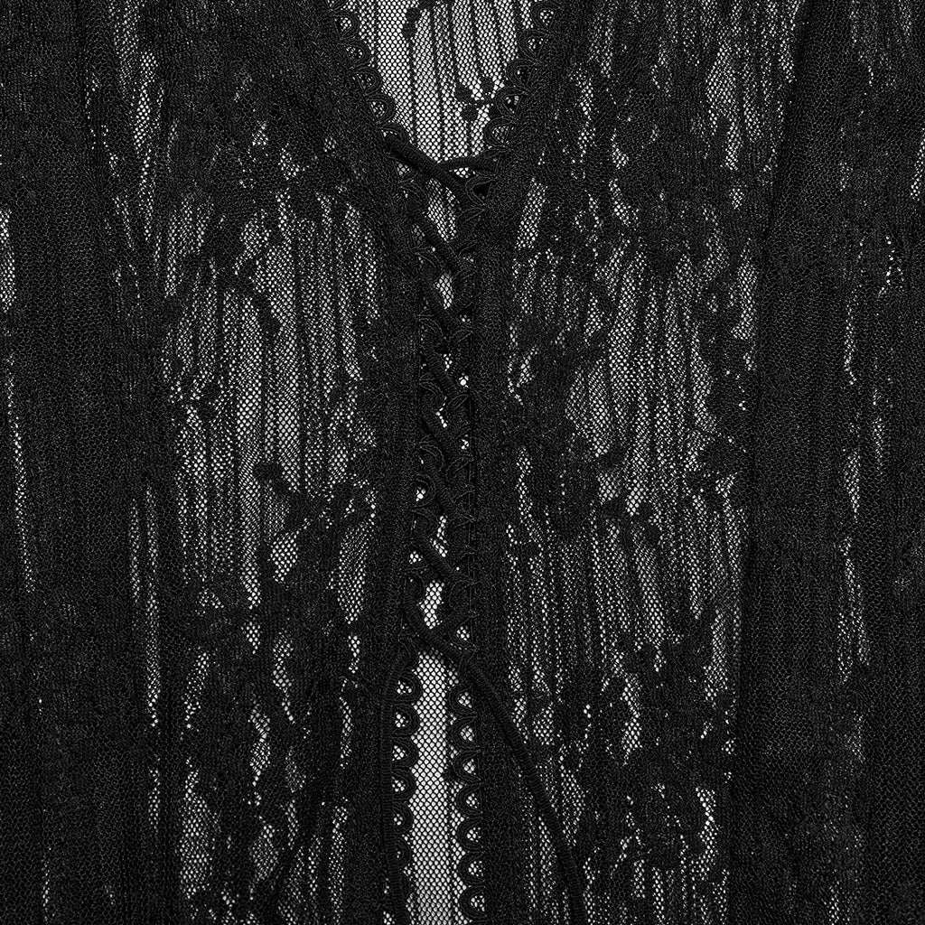 OY-1741XCF Gothic Lace Sheer Long Coat with Dramatic Hemline - Image 17