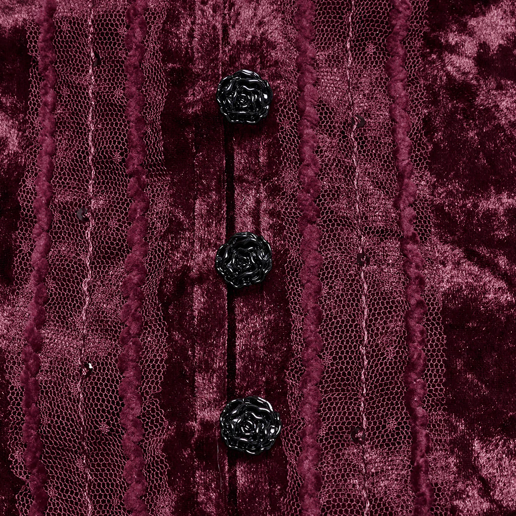 OY-1743CCF Crushed Velvet Gothic Jacket with Lace Trim Elegant Design - Image 10