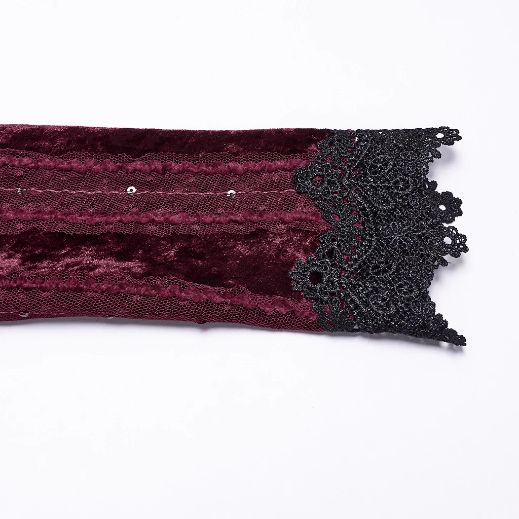 OY-1743CCF Crushed Velvet Gothic Jacket with Lace Trim Elegant Design - Image 8