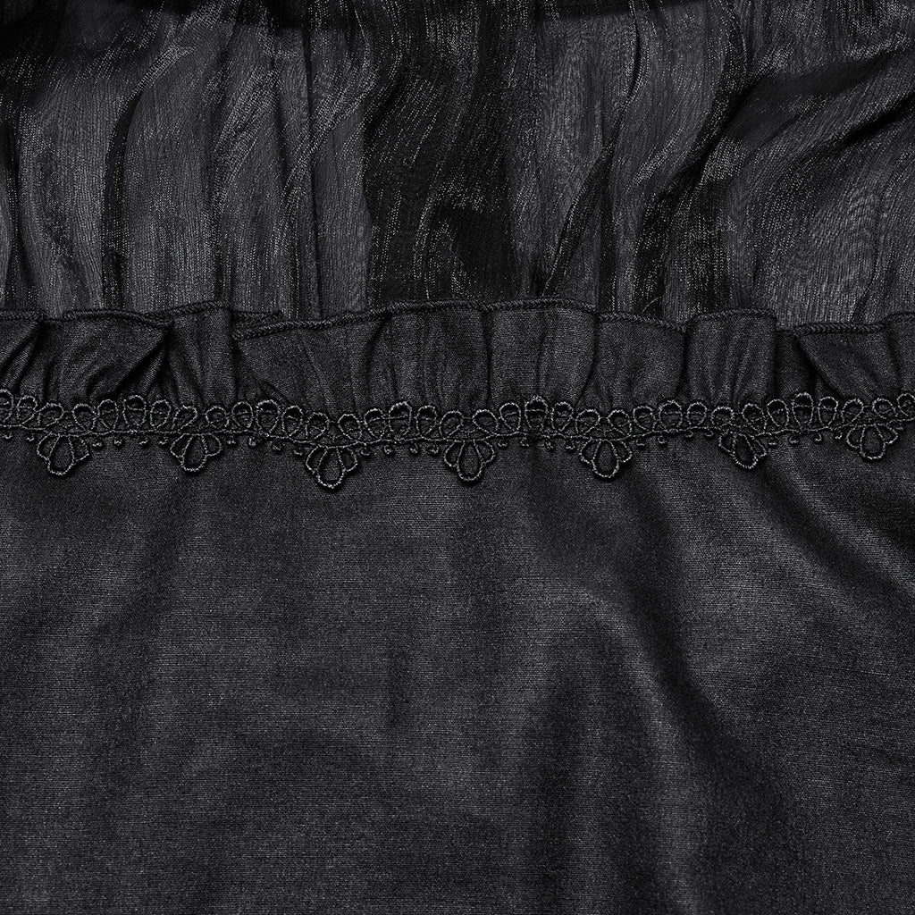 OY-1748CCF Gothic Sheer Black Lace Fringed High Collar Shirt - Image 19