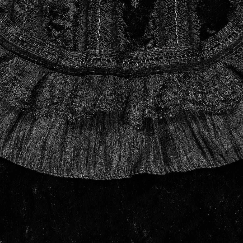 OY-1750DPF Gothic Accessories Velvet Lace Ruffled Capelet Collar Scarf - Image 12