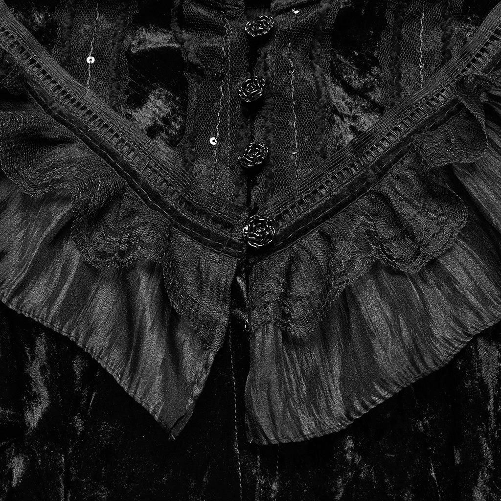 OY-1750DPF Gothic Accessories Velvet Lace Ruffled Capelet Collar Scarf - Image 18