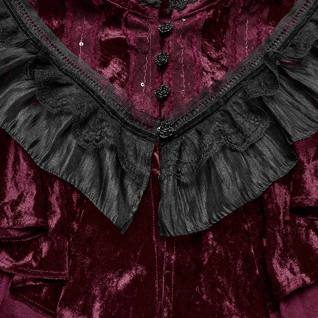 OY-1750DPF Gothic Accessories Velvet Lace Ruffled Capelet Collar Scarf - Image 8