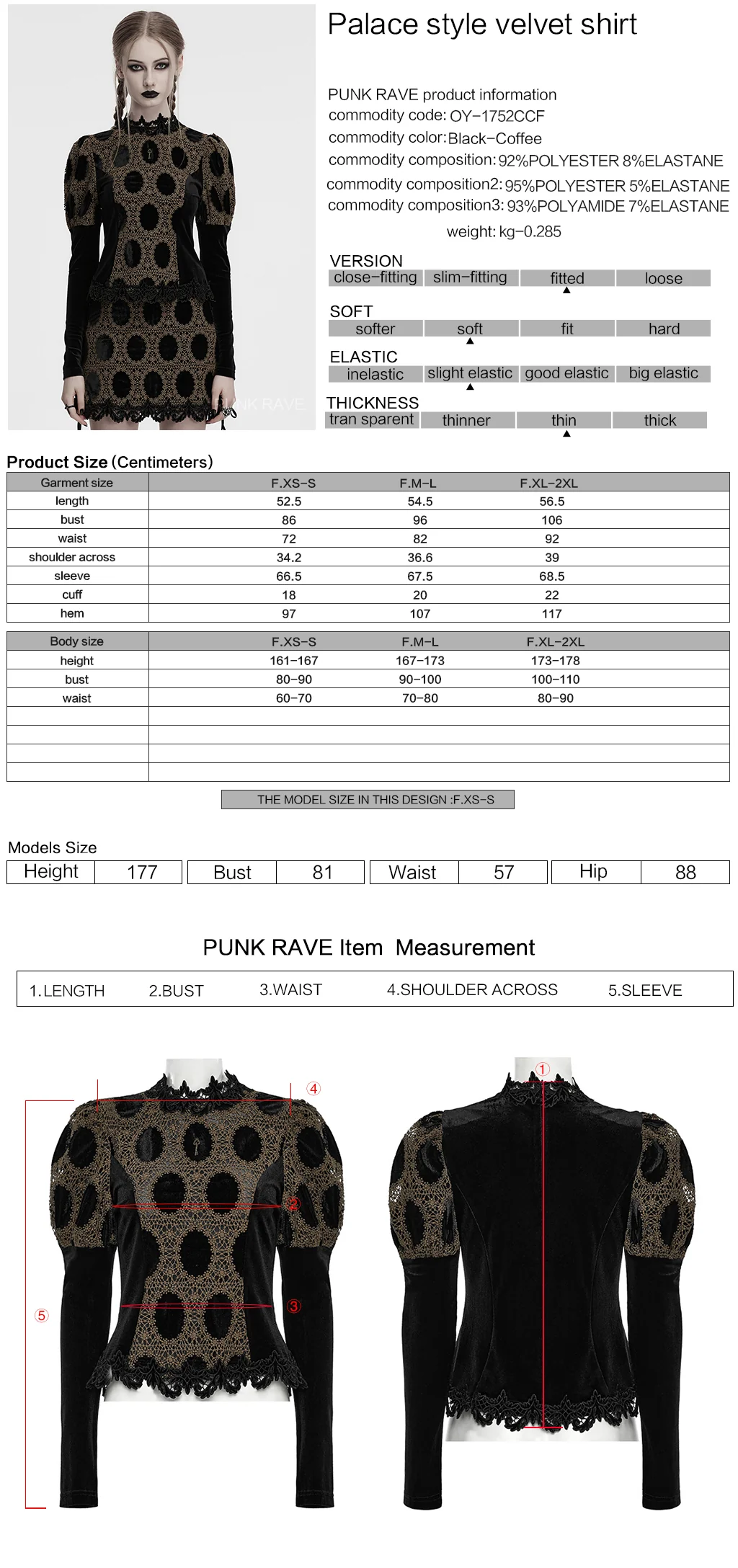 OY-1752CCF Dark Velvet Lace Gothic Shirts Vintage Style Womenswear - Image 11