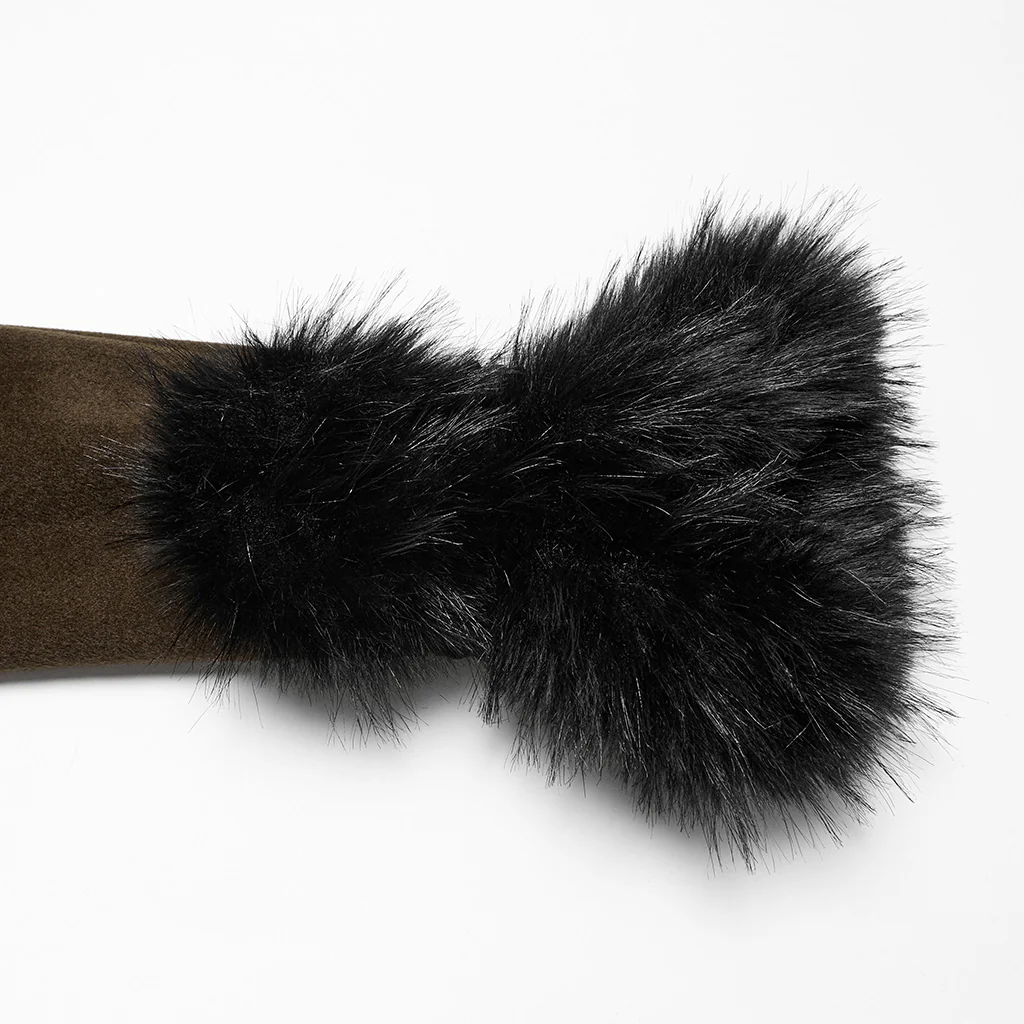OY-1754ECF Gothic Coat Long Brown Fur Trimmed Victorian Style - Image 10