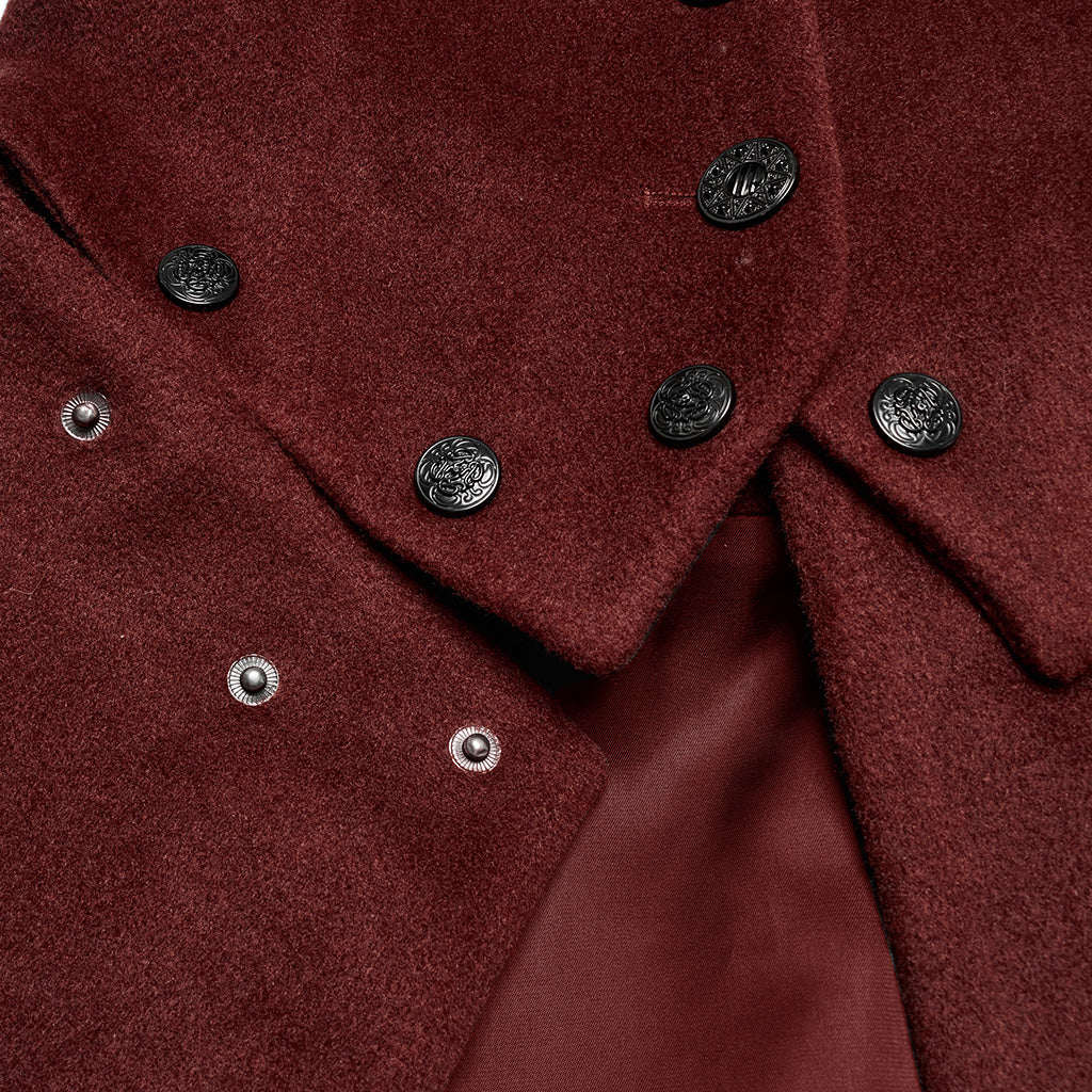 OY-1754ECF Gothic Coat Long Brown Fur Trimmed Victorian Style - Image 27