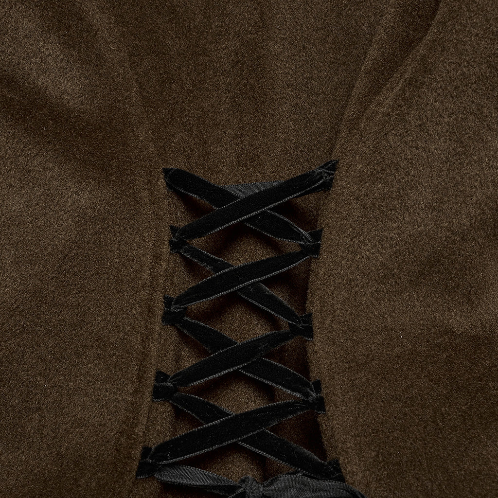 OY-1754ECF Gothic Coat Long Brown Fur Trimmed Victorian Style - Image 9