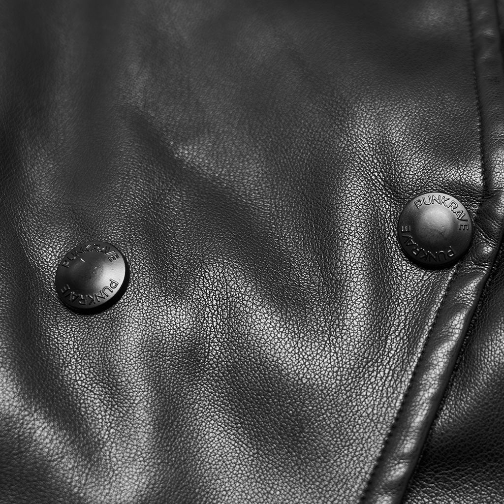 OY-1836PDF Hooded Faux Leather Punk Jacket with Studded Trim Unisex Style - Image 12