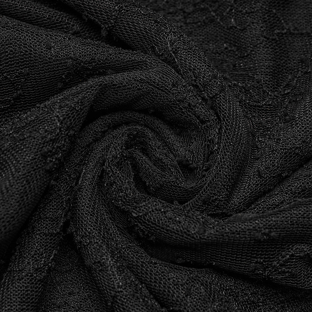 OZT-835TCF Gothic Shirts Lace Mesh Long Sleeve Elegant Black Top - Image 9