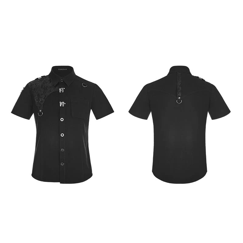 WY-872 Personality Metal Buckle Design Punk Shirt For Men - Image 4