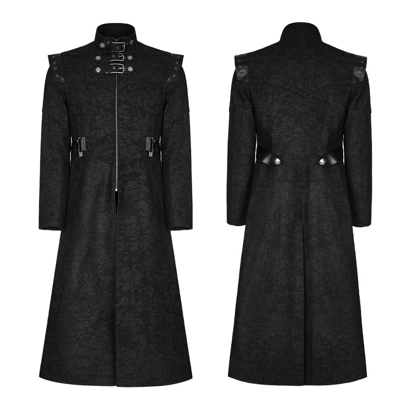WY-854 Personality Printing Leather Spliced Punk Coat For Men &amp; Women - Image 4