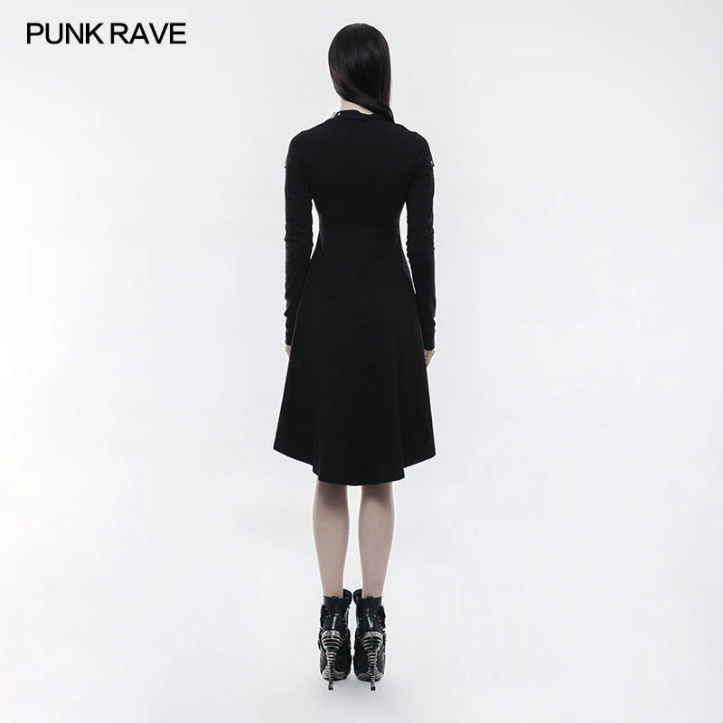 OPQ-236 Personality Punk Dress With Hollow Out And Zipper Design - Image 3