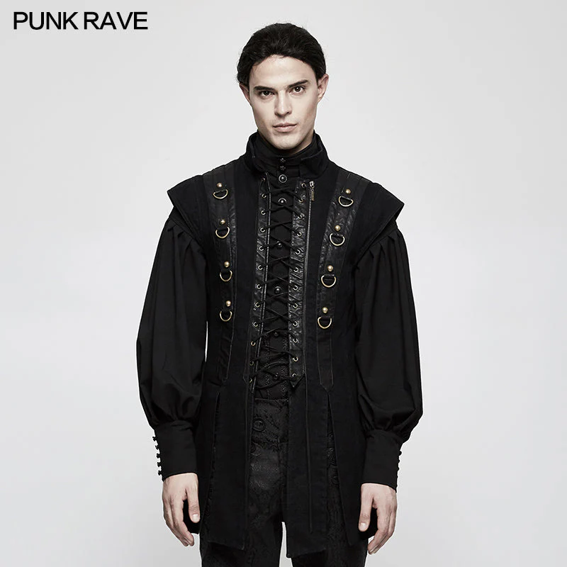 Y-810 Personality Split Hem Leather Punk Vest For Men